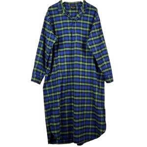 Vermont Flannel Co. Womens Plaid Cotton Nightgown One Size Prairie Grandma USA